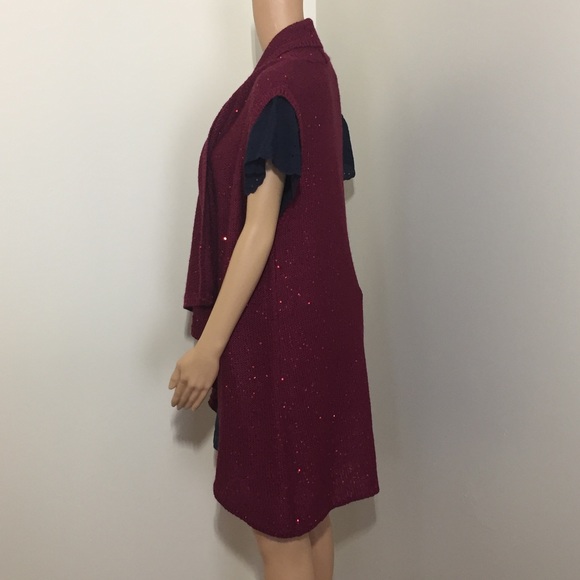 NWT DENNIS BY DENNIS DIBASO || Woman’s HI /Low SWEATER OPEN VEST Sz M - Picture 2 of 7